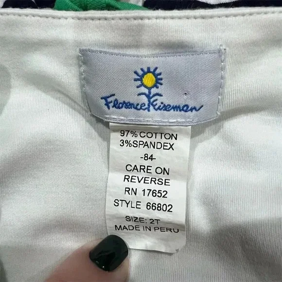 Florence Eiseman Girls 2T Striped Dress Floral Appliqué Sleeveless - Picture 5 of 6